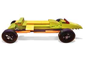 Basic LEGO wheel kit with customer yellow and lime bricks