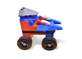 Basic LEGO wheel kit with customer blue and orange bricks