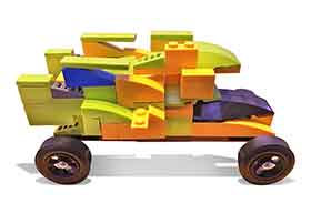 Basic LEGO wheel kit with customer yellow and lime bricks