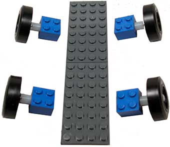 Lego pinewood derby car frame