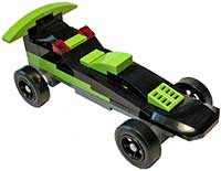 Example of a completed Lime-Black Lego Car