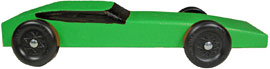 Racer pinewood derby car side view.