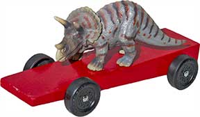 Triceratops pinewood derby car