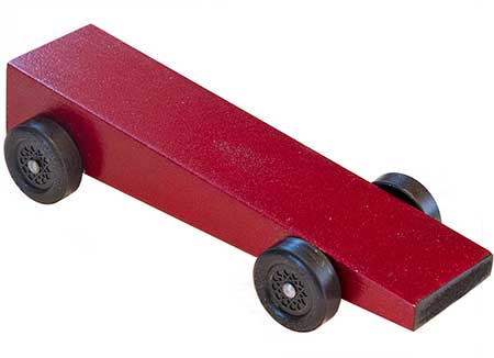Red Wedge pinewood derby car